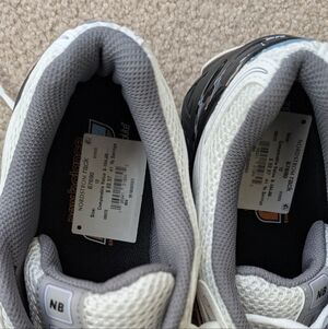 New Balance White, Gray & Orange Mesh Running Shoes